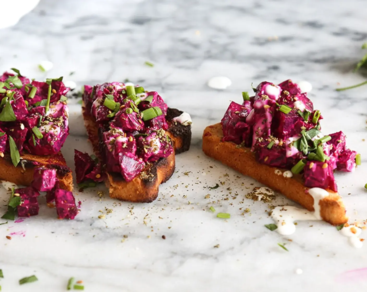 5-Ingredient Za'atar Roasted Beet Toasts