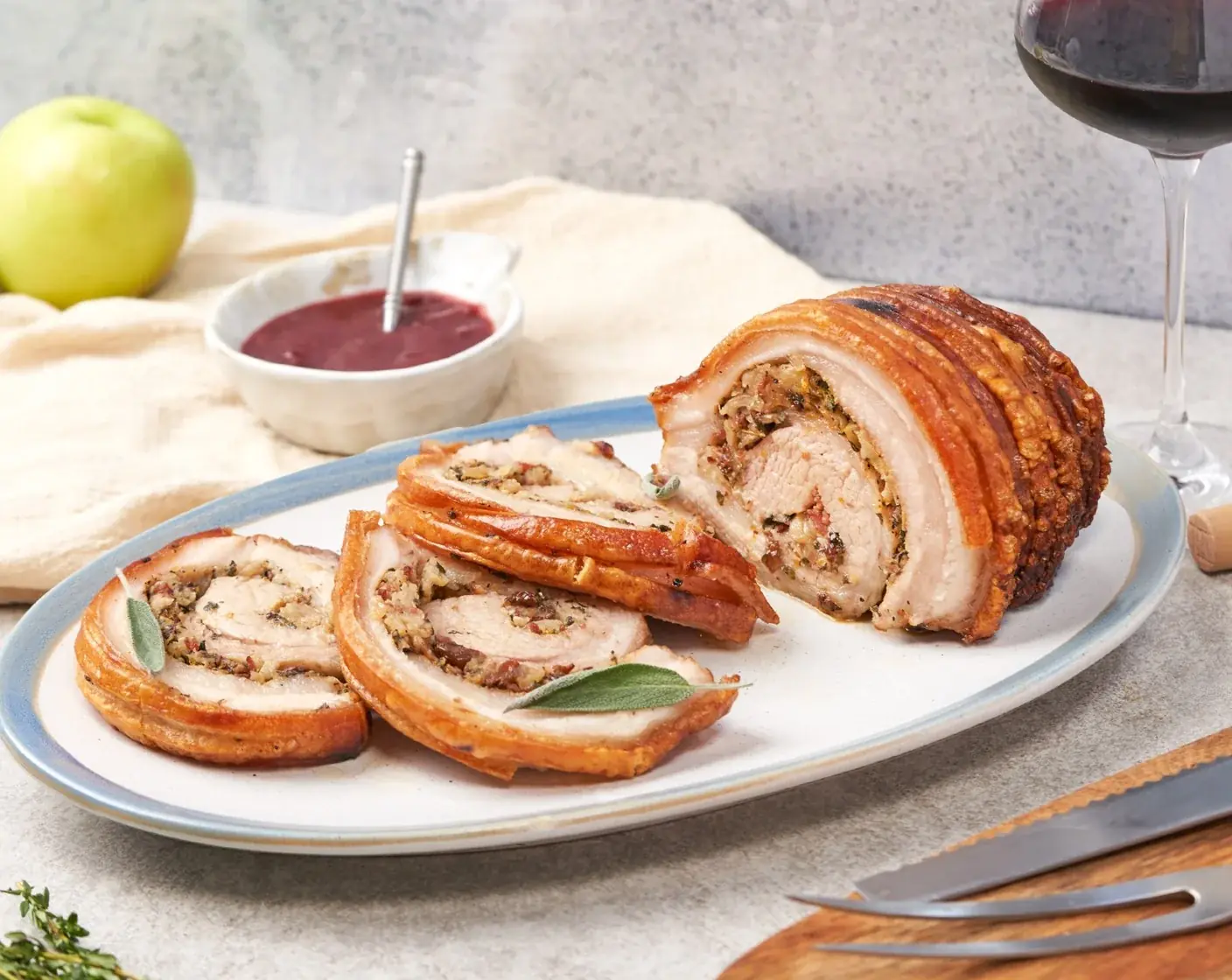 Apple and Fennel Stuffed Pork Belly