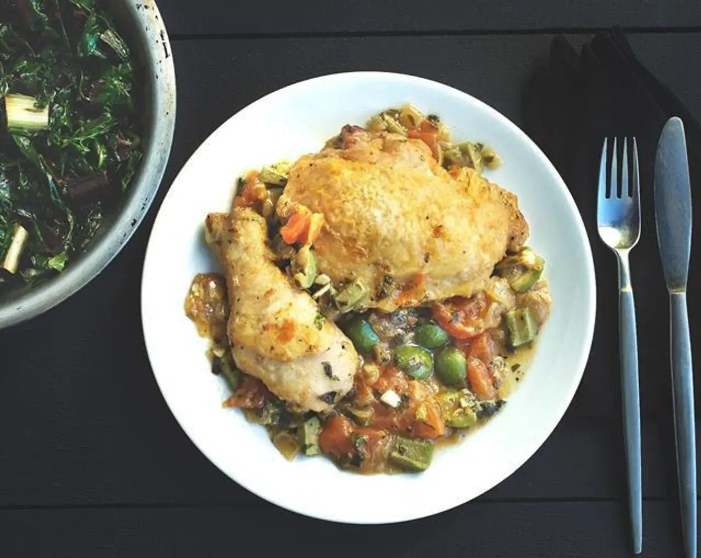 Chicken A La Provencale with Sauteed Swiss Chard