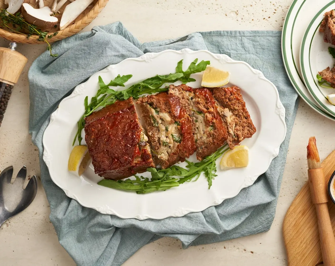 Creamy Mushroom Stuffed Meatloaf