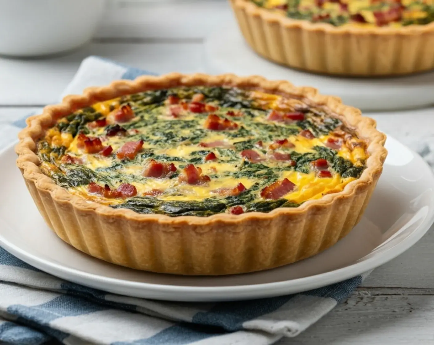 Easy Egg-Free Quiche with Bacon and Spinach