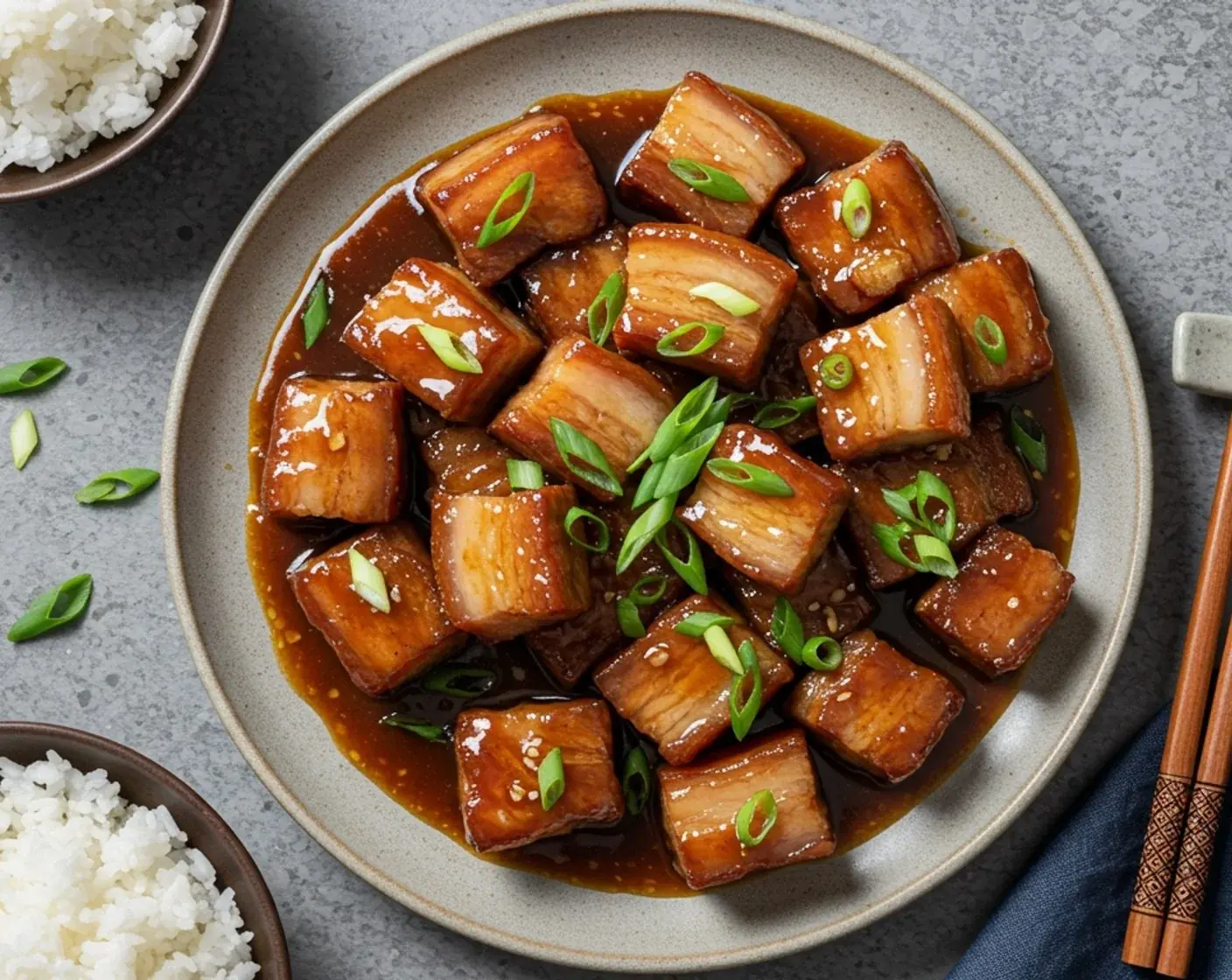 Easy Slow-Braised Pork Belly with Sticky Glaze