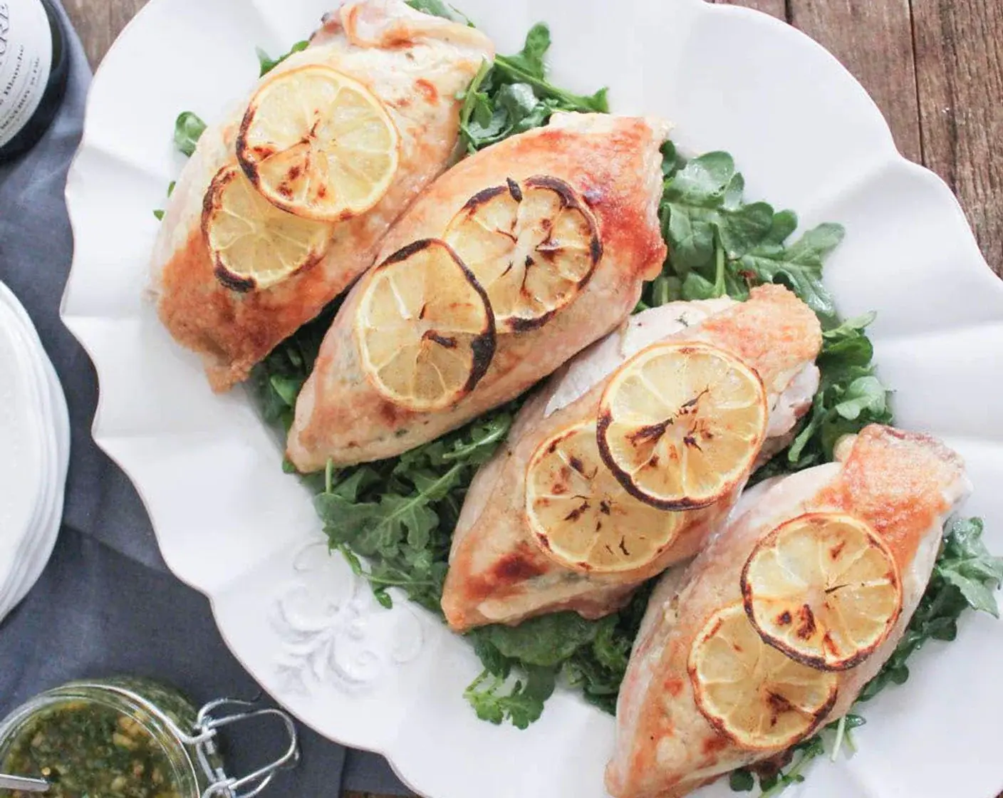 Goat Cheese Stuffed Chicken Breasts with Rustic Basil Pesto