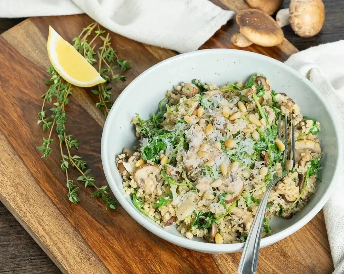 Mushroom and Arugula Quinoa Bowls