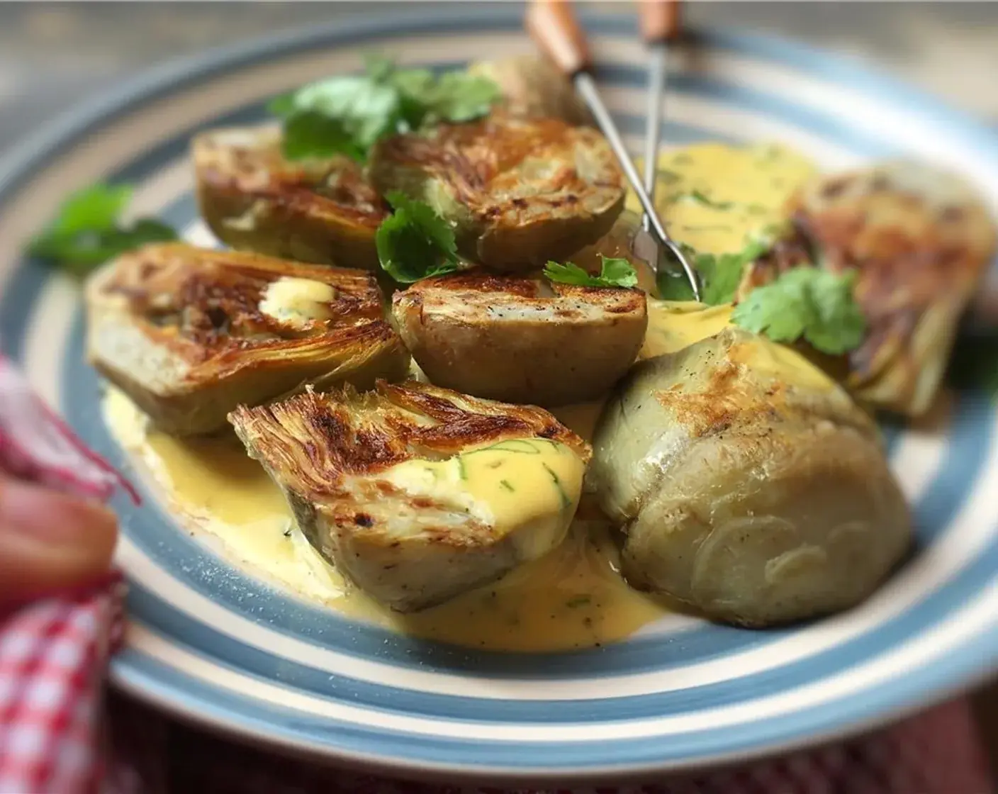 Pan-Fried Artichokes & Cilantro Mayo