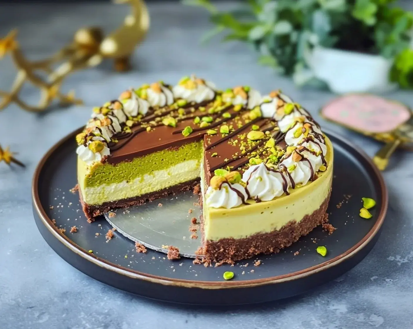 Pistachio and Chocolate Dubai Cheesecake