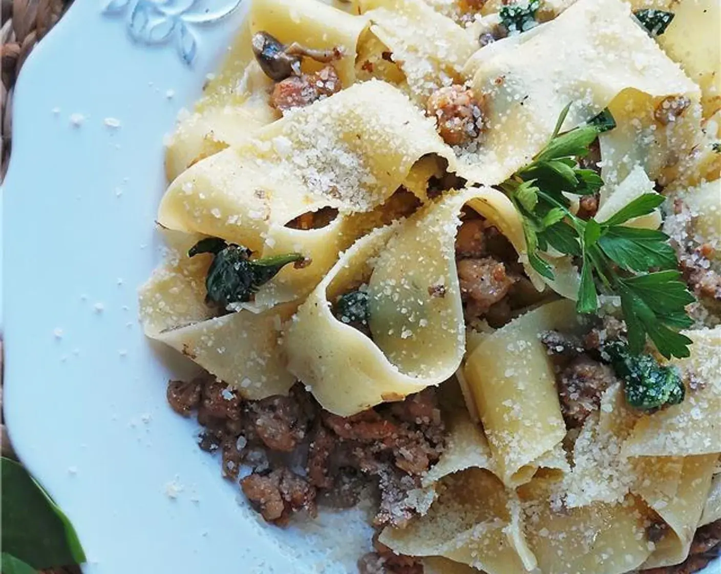 Spicy Sausage and Mushroom Pappardelle