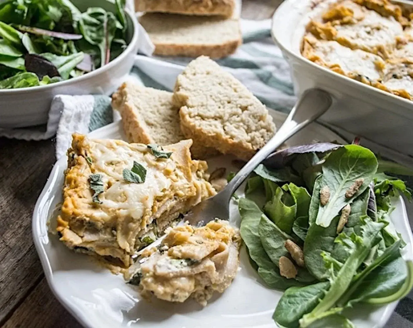 Three Cheese Butternut Squash and Spinach Lasagna