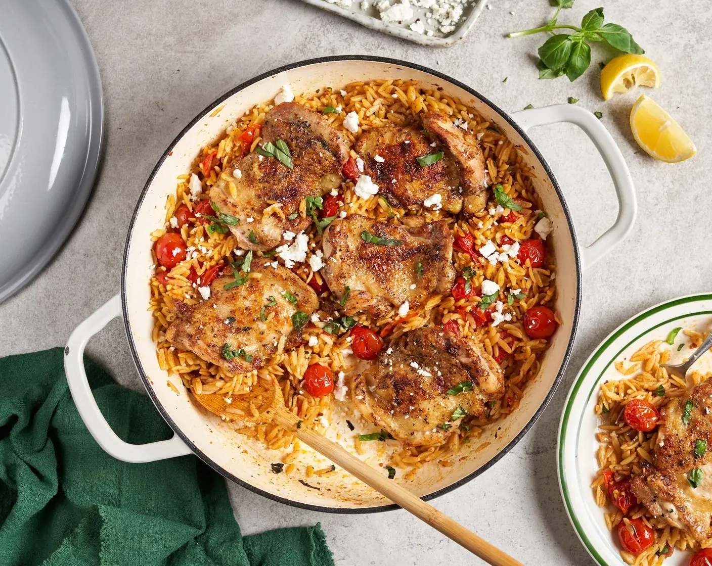 Tomato Orzo with Basil Chicken